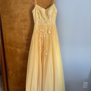 Elegant Yellow Floral Prom Dress